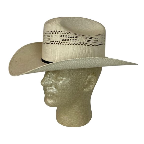 Wrangler Straw Cowboy Hat Natural Vented Crown Size 6-7/8 Western Style - Picture 1 of 10